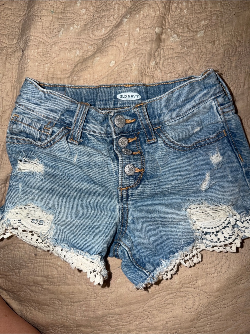 Old Navy Light Blue Denim Crochet-Hem Women's Shorts